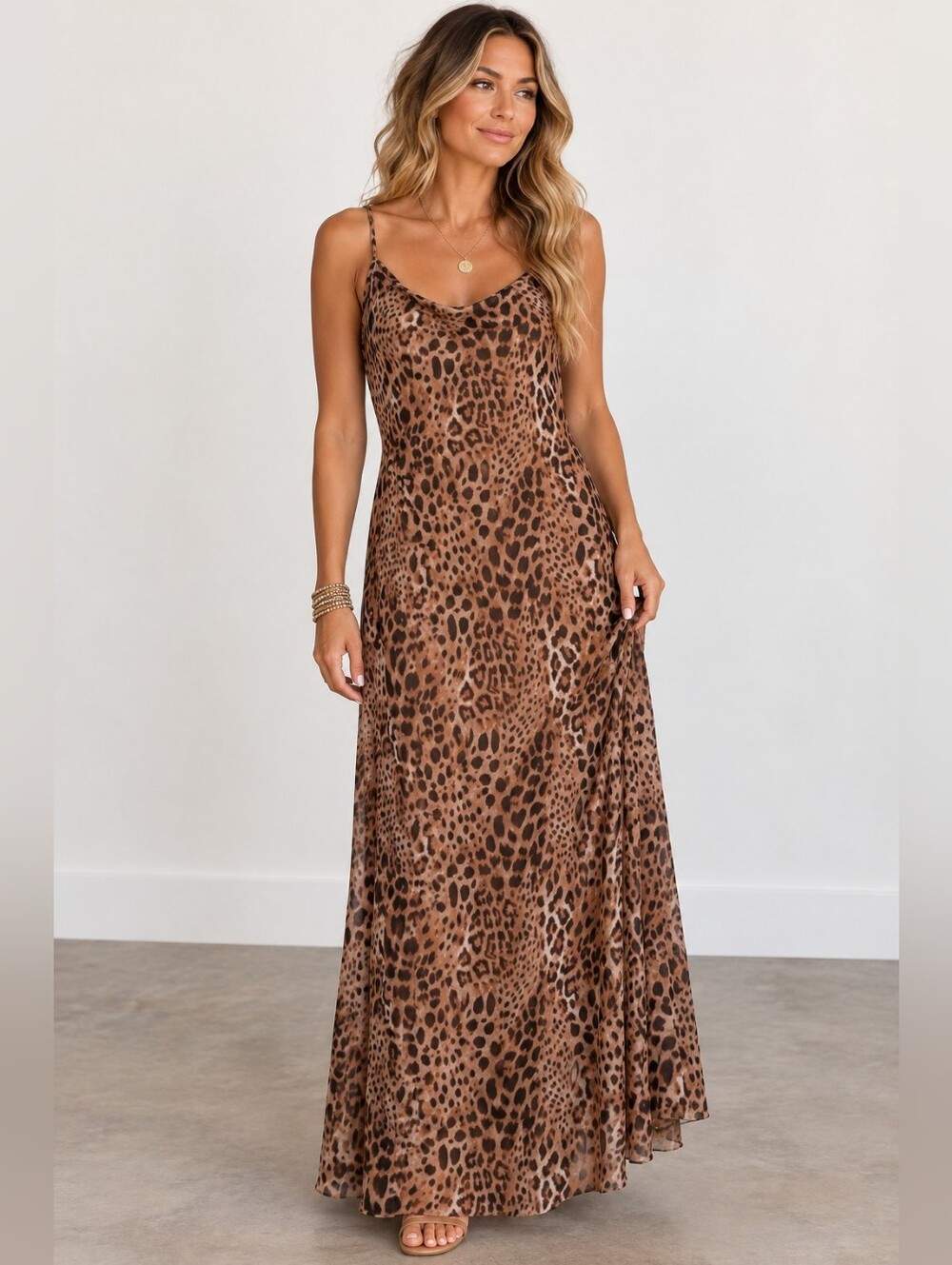 See You Monday XL Leopard Animal Print Mesh Maxi Slip Dress Y2K